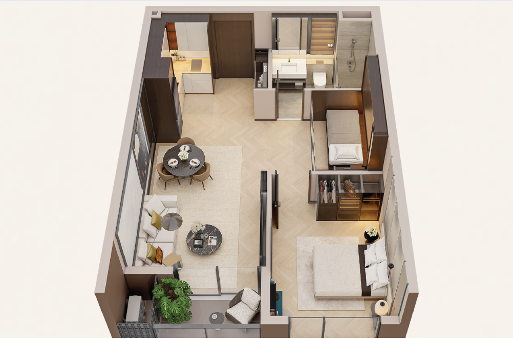 Căn hộ 1 phòng ngủ